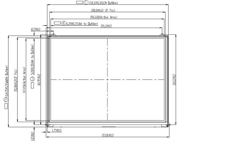 9.7 Struttura del modulo schermo display LCD TFT da pollici
