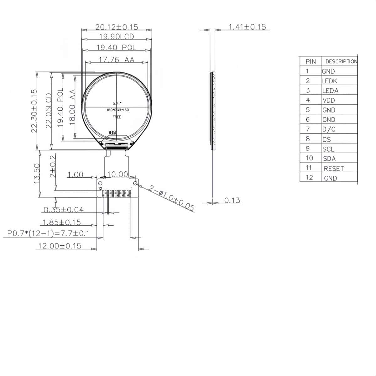 Premium 1 inch Vertical, Square&Circle LCD Displays—VISLCD